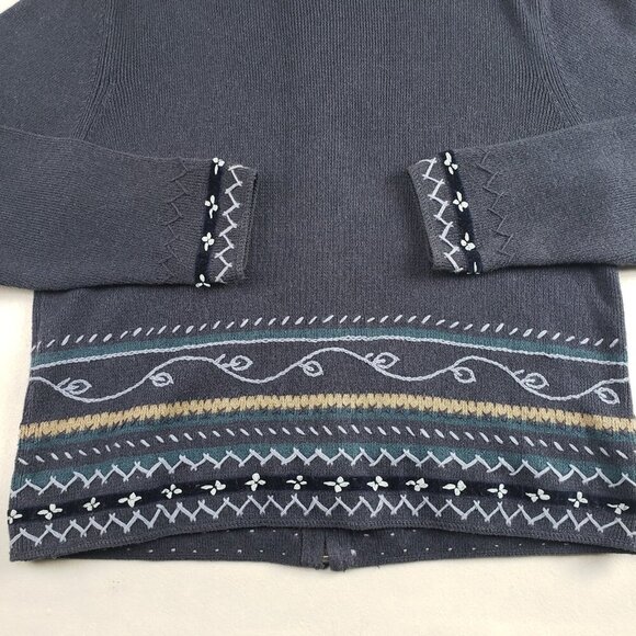Vintage Woolrich Embroidered Sweater Women Large Blue Full Zip Cardigan Grandma - Picture 7 of 12